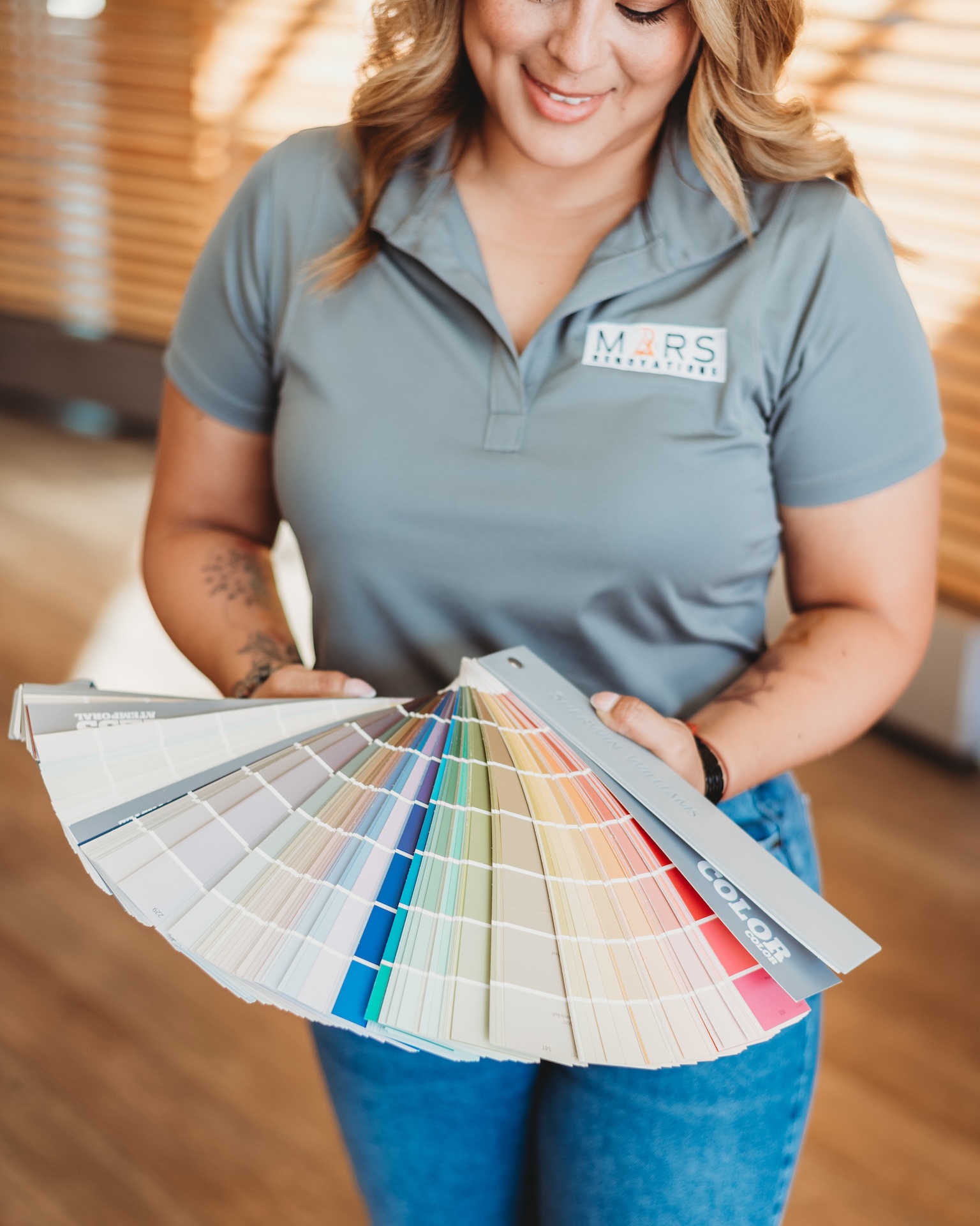 Mars Reno team member showcasing optional paint colors